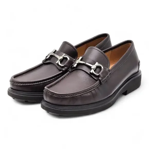 Salvatore Ferragamo Glasgow Calfskin Leather Loafers 7.5 EE US 8.5 Brown $950